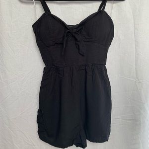 Lily Rose Short Black Romper with Tie